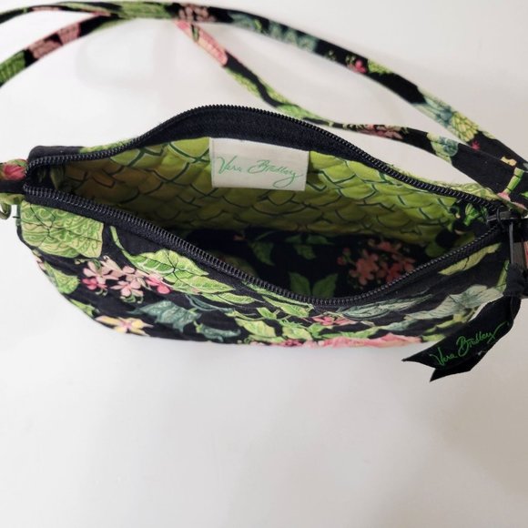 Vera Bradley Black Botanica Small Cross Body or Shoulder Bag - Picture 4 of 6